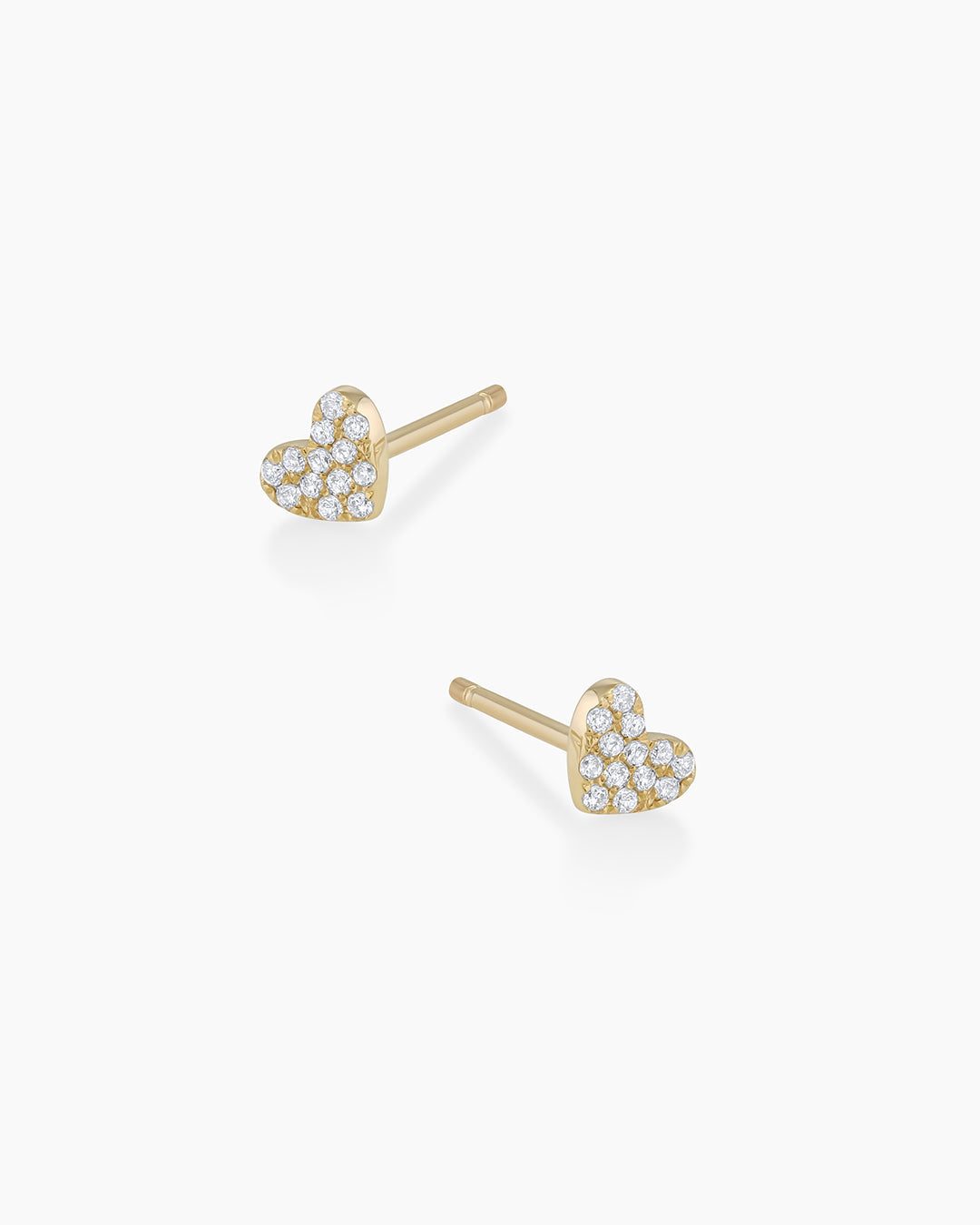 Diamond Pave Heart Stud || option::14k Solid Gold