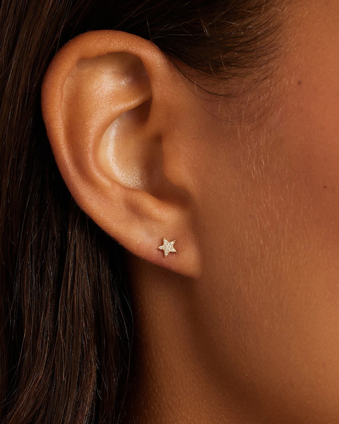 Diamond Star Studs || option::14k Solid Gold, Pair