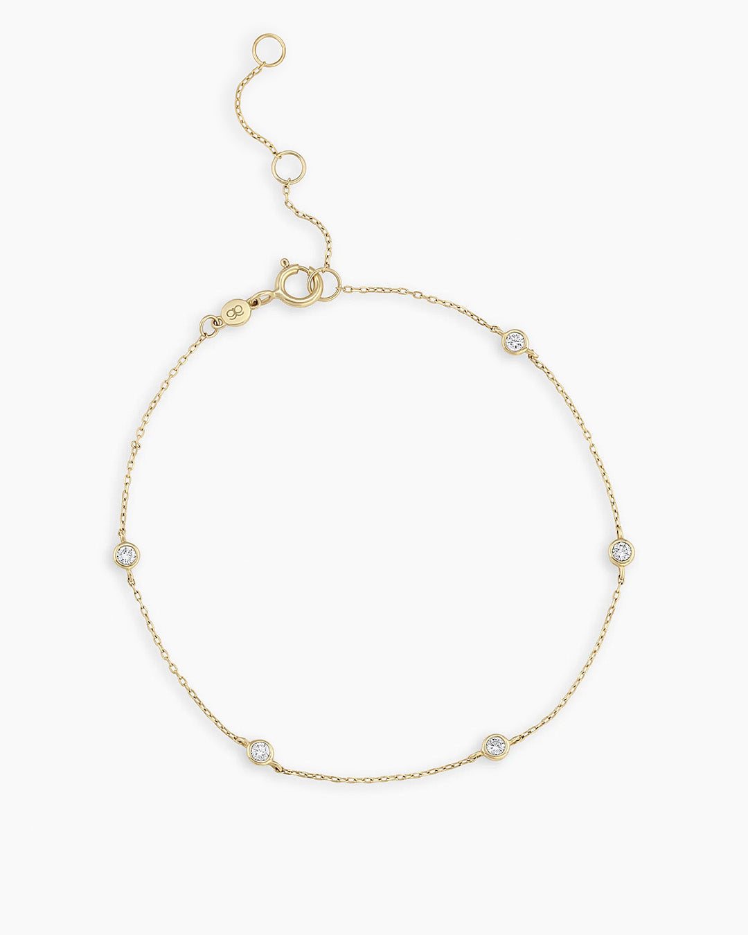 Classic Five Diamond Bracelet || option::14k Solid Gold