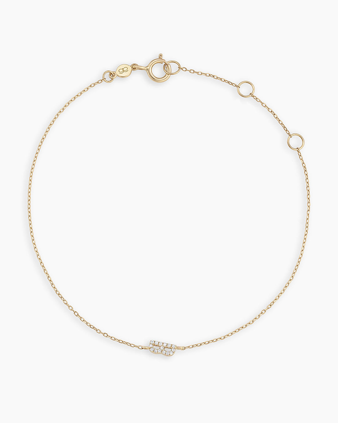 Diamond Pavé Alphabet Bracelet #B || option::14K Solid Gold, B