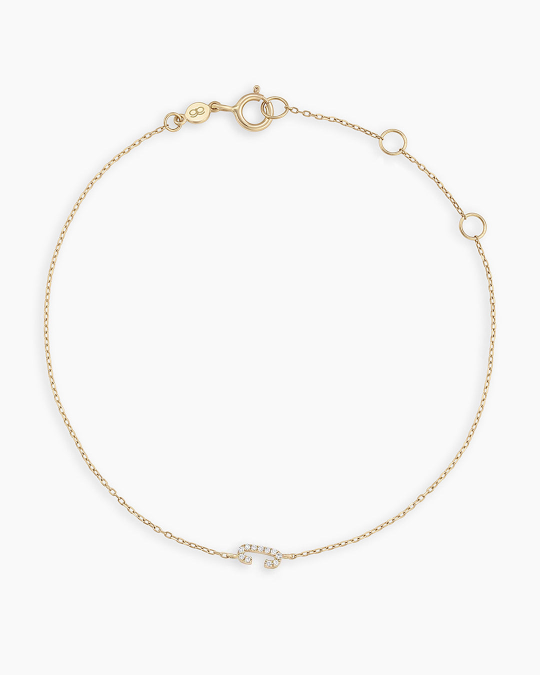 Diamond Pavé Alphabet Bracelet #C || option::14K Solid Gold, C