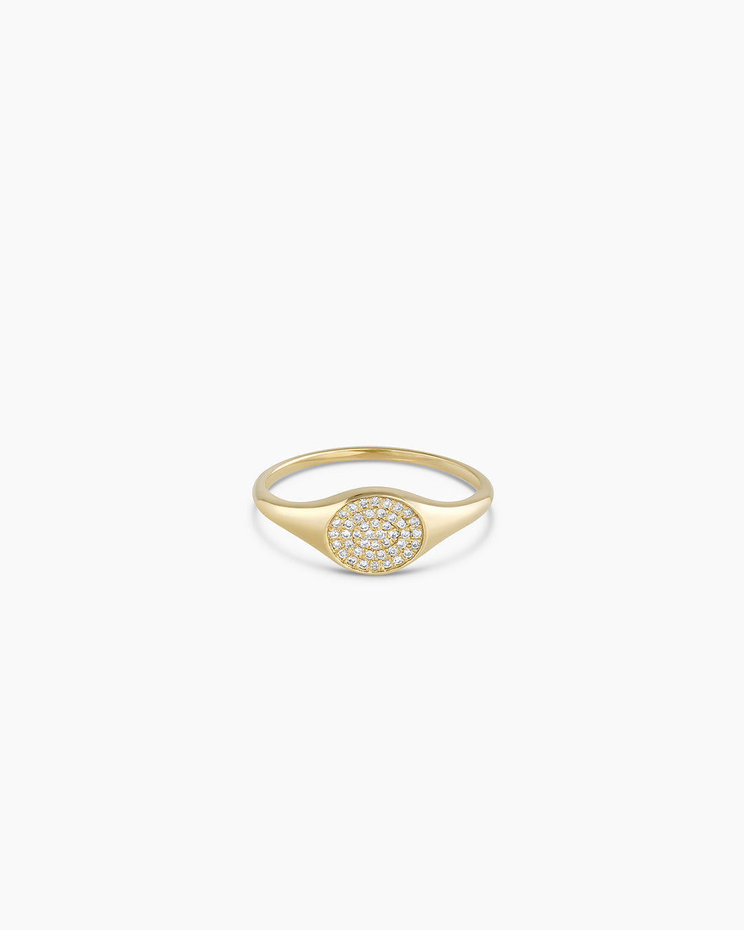 Diamond Pavé Signet Ring || option::14k Solid Gold