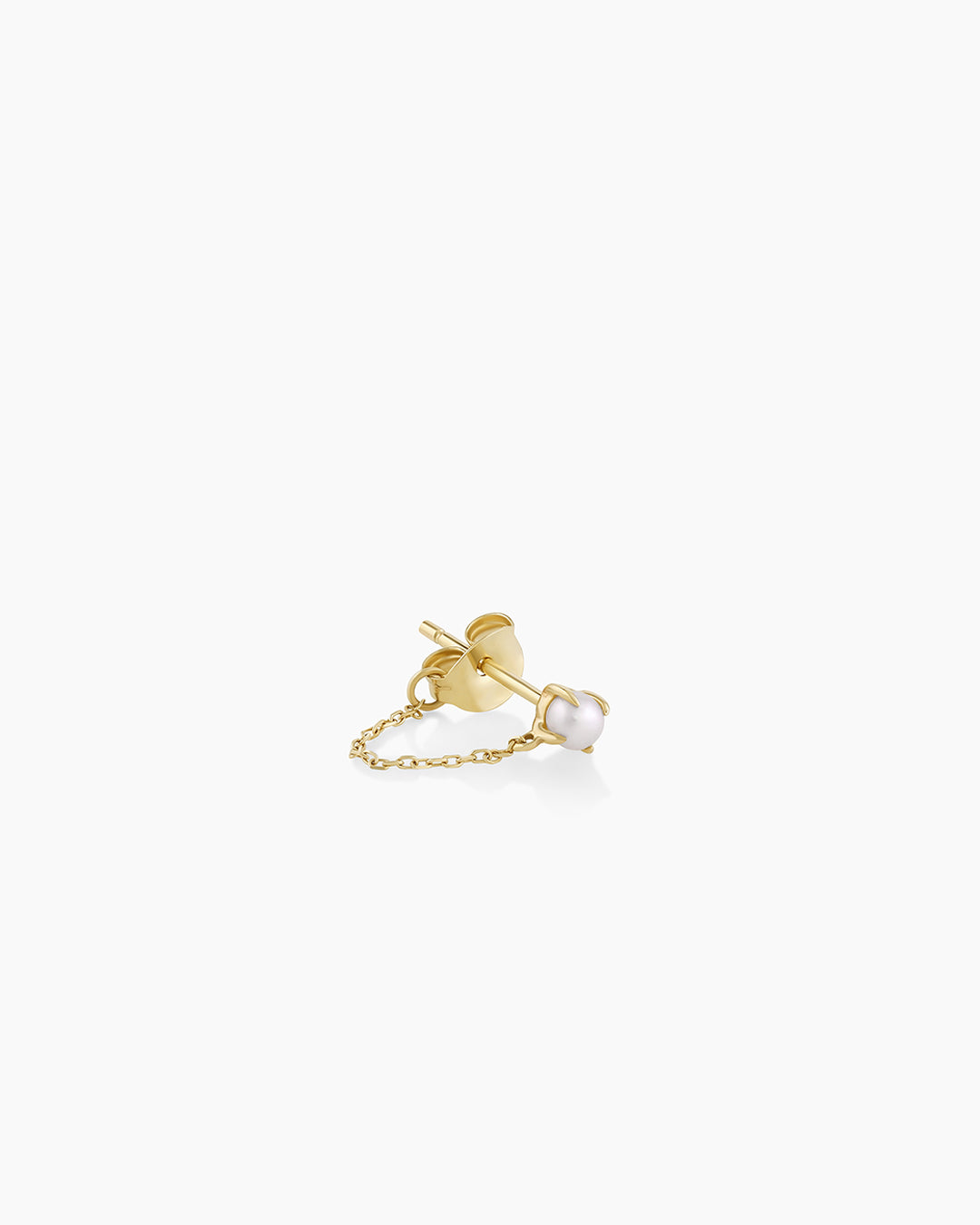 Pearl Newport Chain Huggie || option::14k Solid Gold