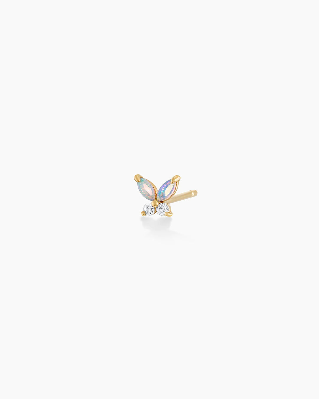 Opal Butterfly Stud Butterfly Earrings || option::14k Solid Gold