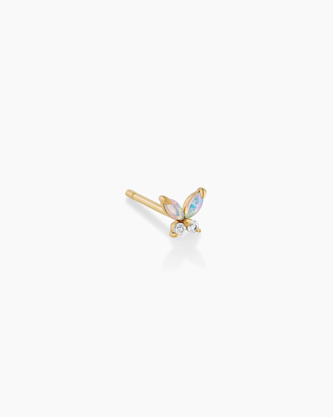 Opal Butterfly Stud Butterfly Earrings || option::14k Solid Gold