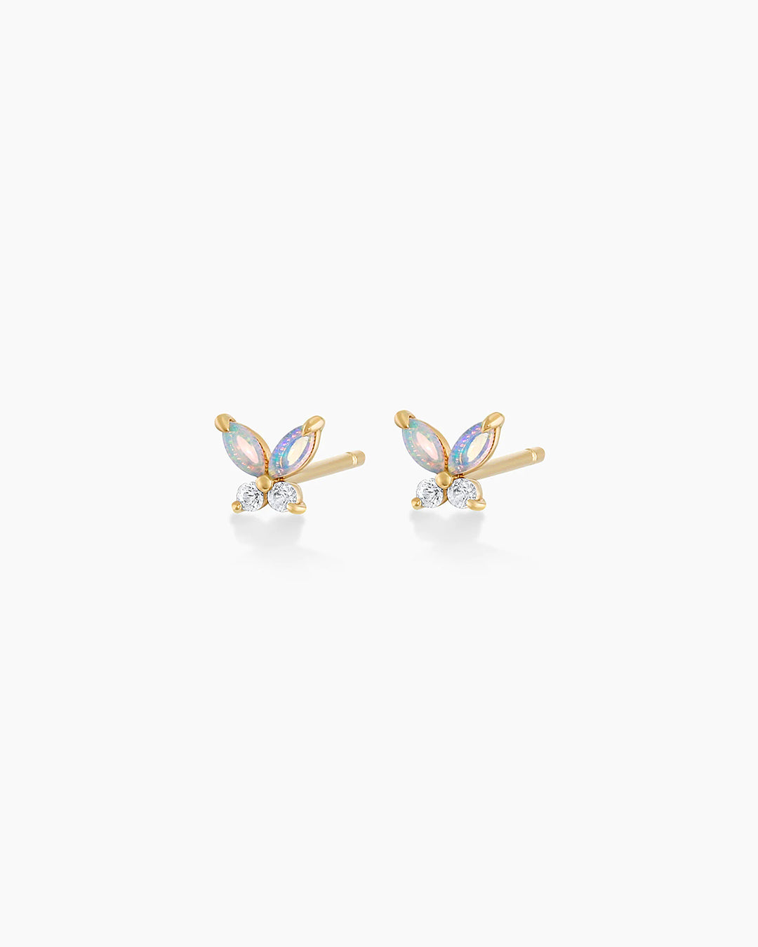 Opal Butterfly Stud Butterfly Earrings || option::14k Solid Gold