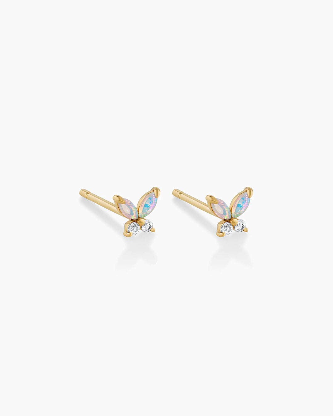 Opal Butterfly Stud Butterfly Earrings || option::14k Solid Gold