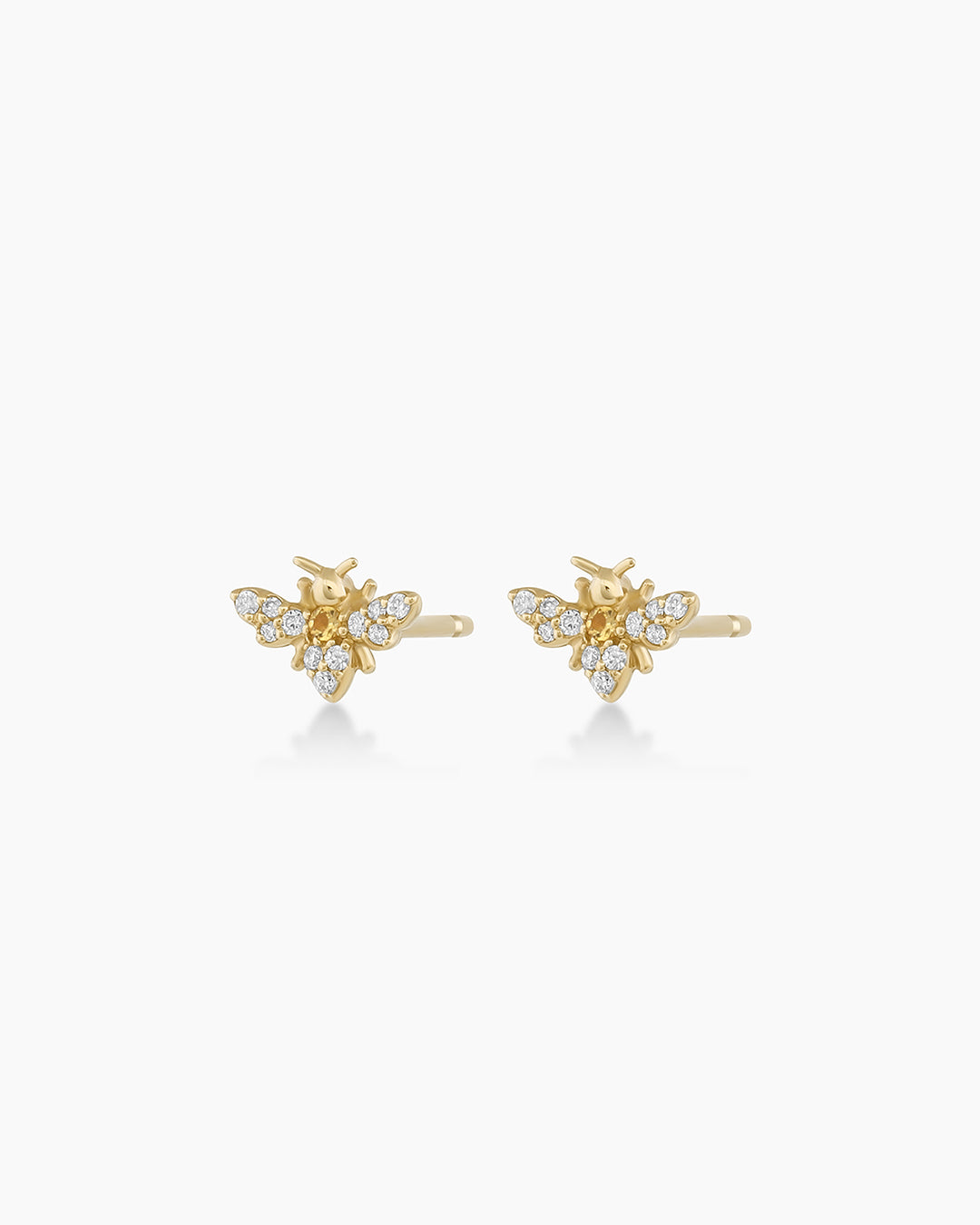 Diamond Bee Stud || option::14k Solid Gold, Pair