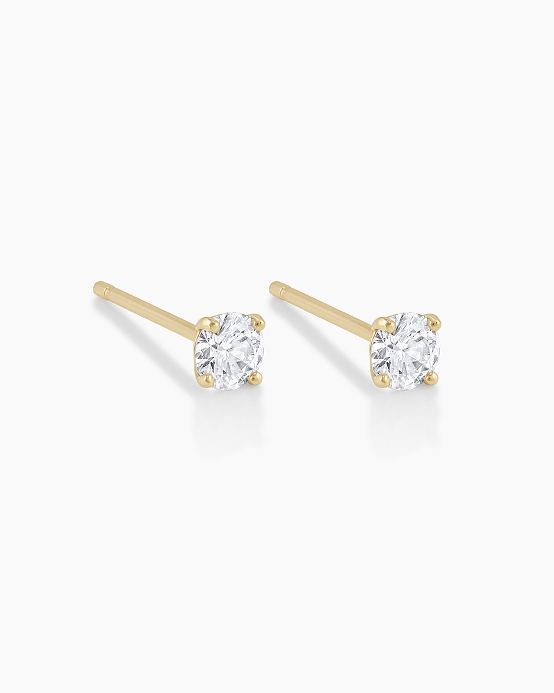 Diamond Solitaire 3 mm Studs || option::14k Solid Gold, 4mm, Pair