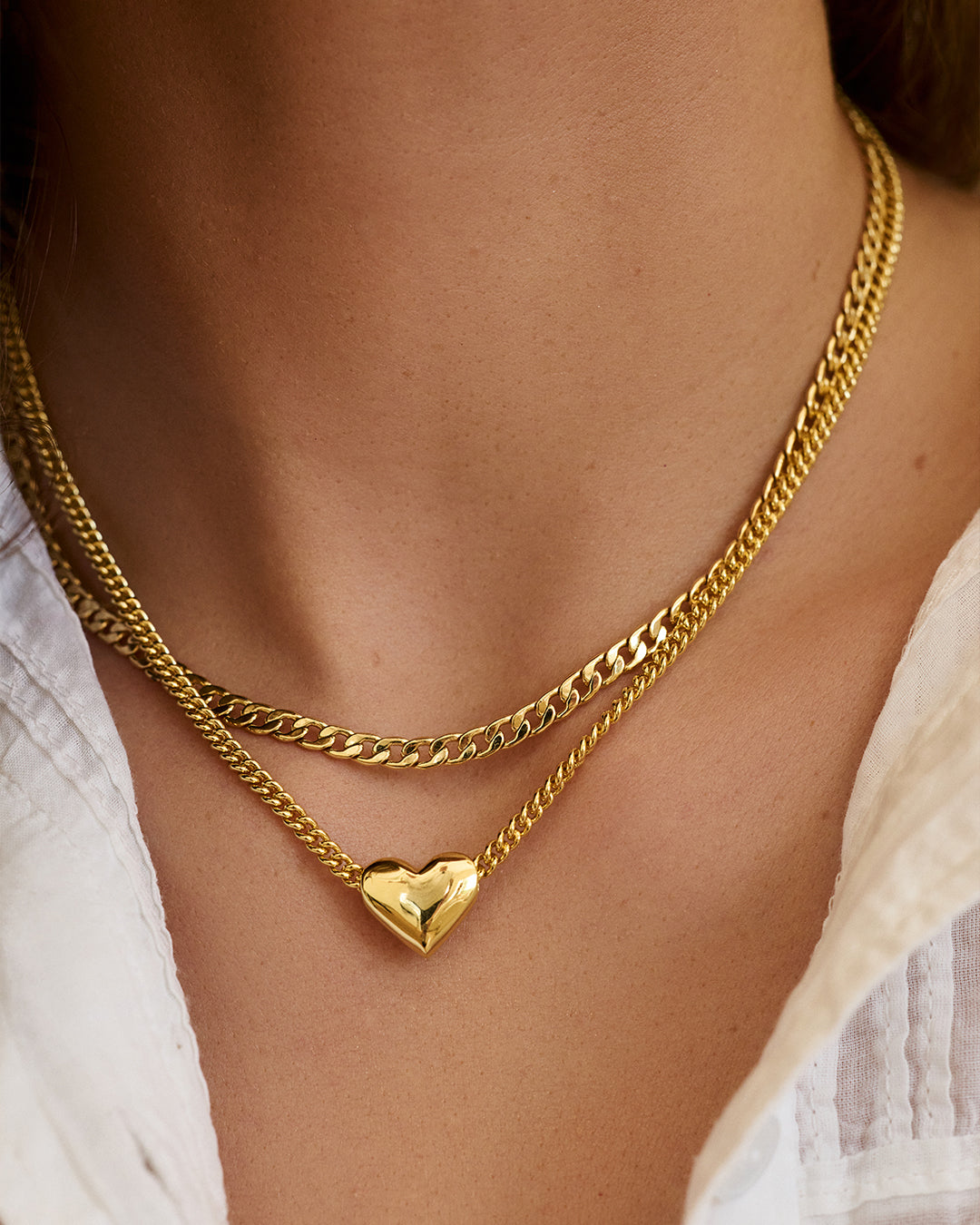 Lou Heart Charm Necklace || option::Gold Plated