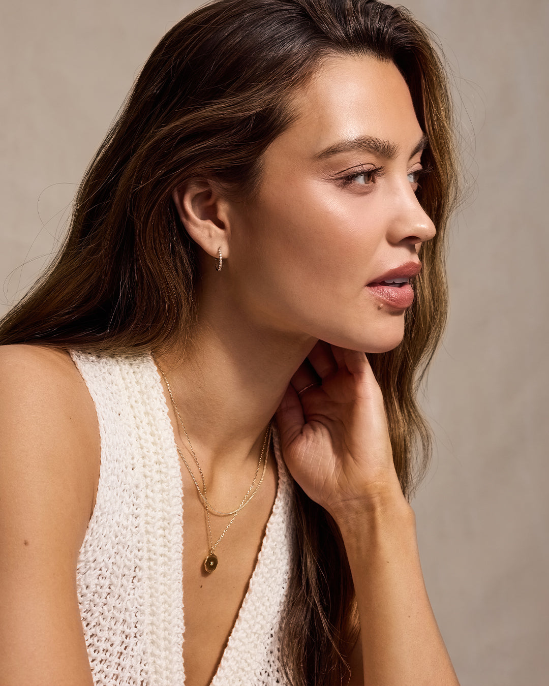 Birthstone Coin Necklace || option::18k Gold Plated, Pink Tourmaline - October