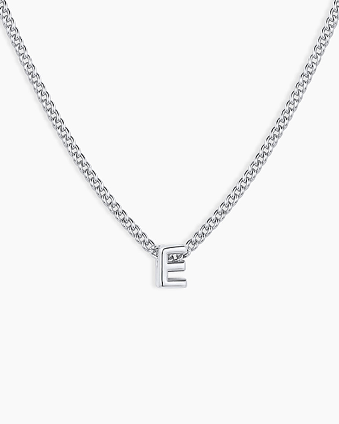 Wilder Mini Alphabet Necklace || option::Silver Plated, E