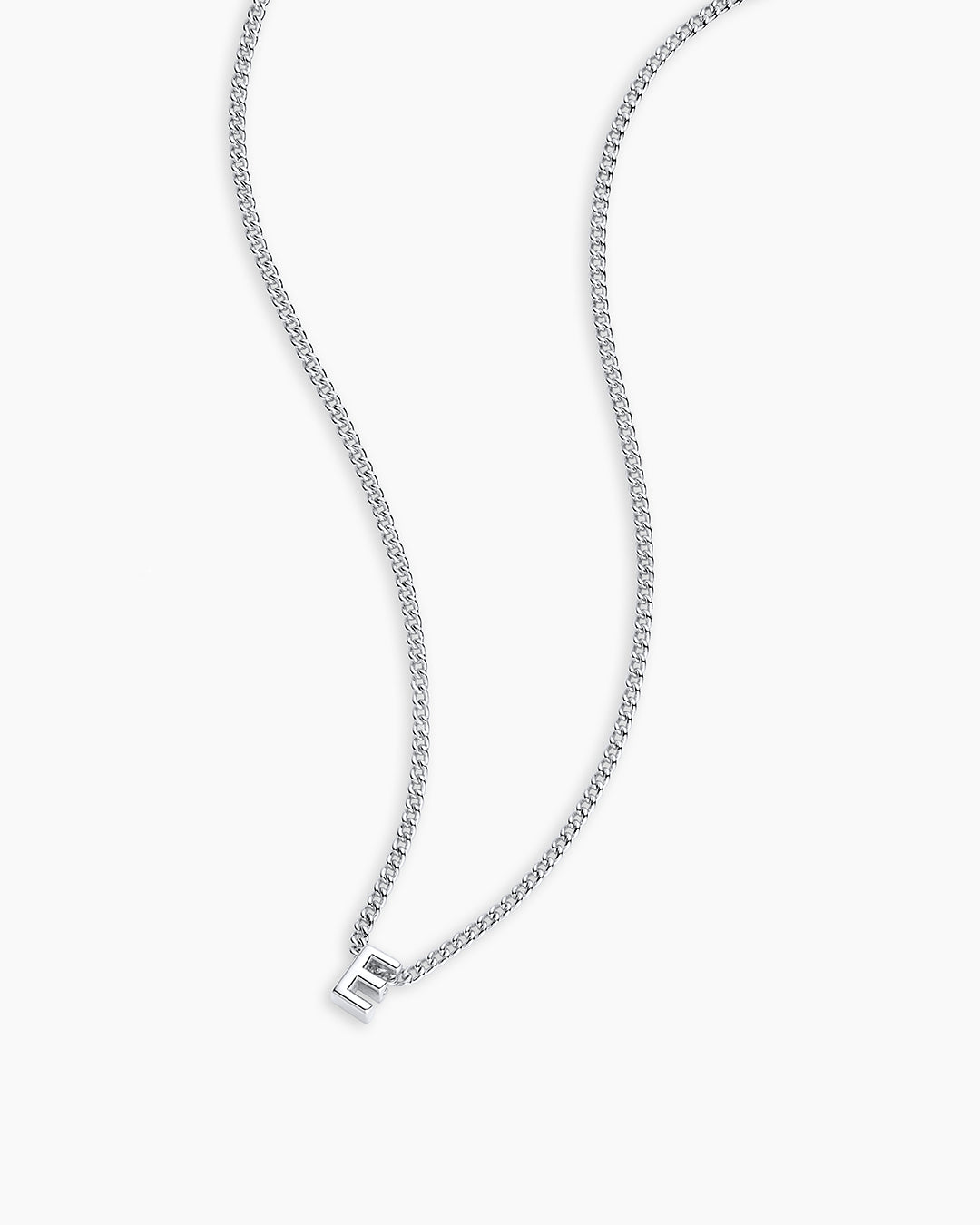 Wilder Mini Alphabet Necklace || option::Silver Plated, E