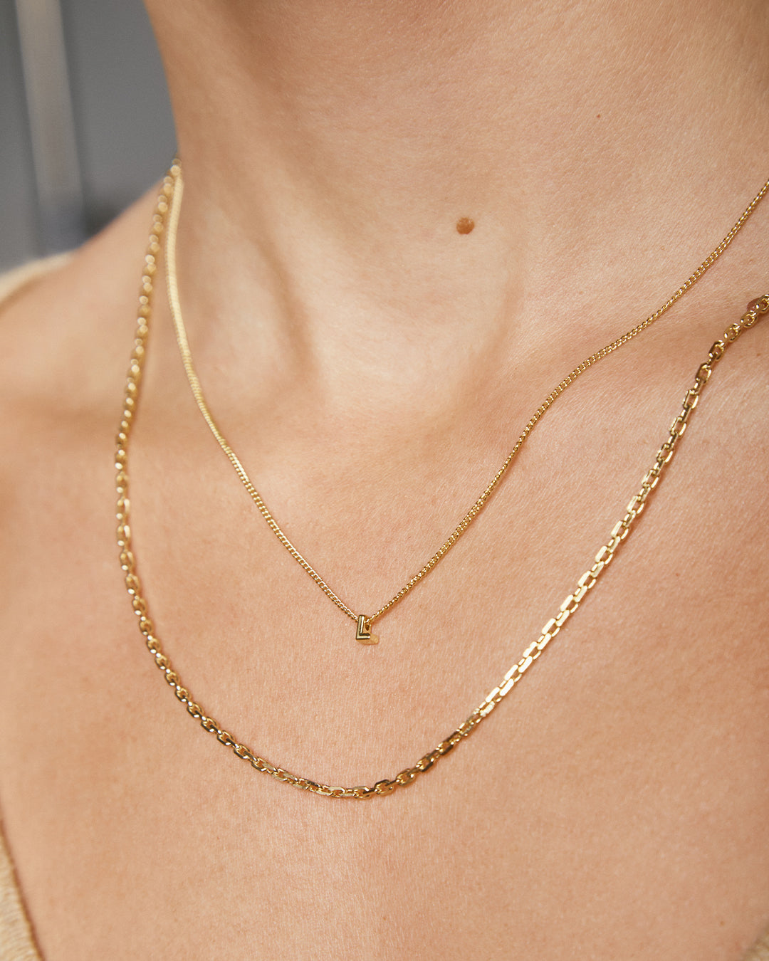 Wilder Mini Alphabet Necklace || option::18k Gold Plated, N