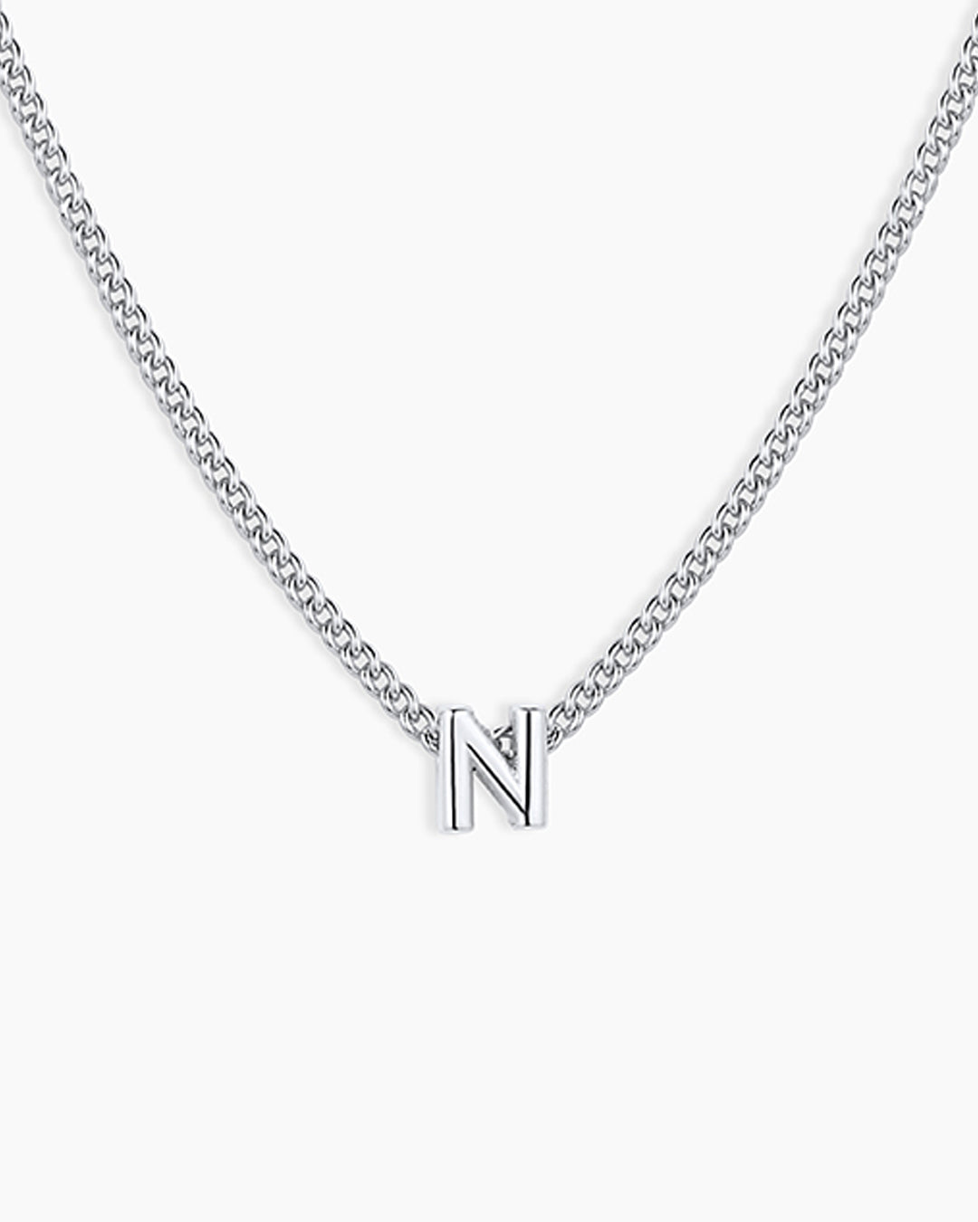 Wilder Mini Alphabet Necklace || option::Silver Plated, N