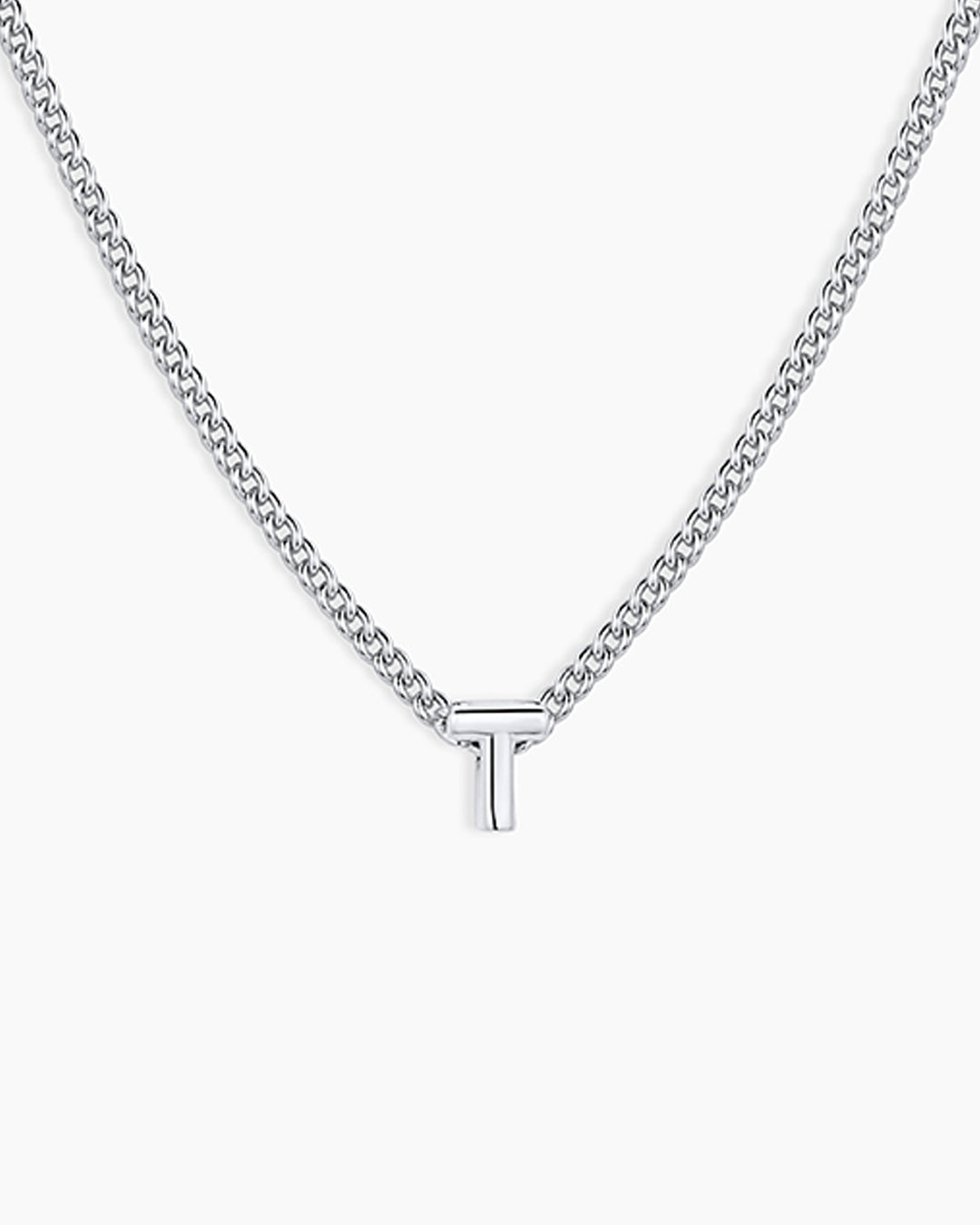 Wilder Mini Alphabet Necklace || option::Silver Plated T