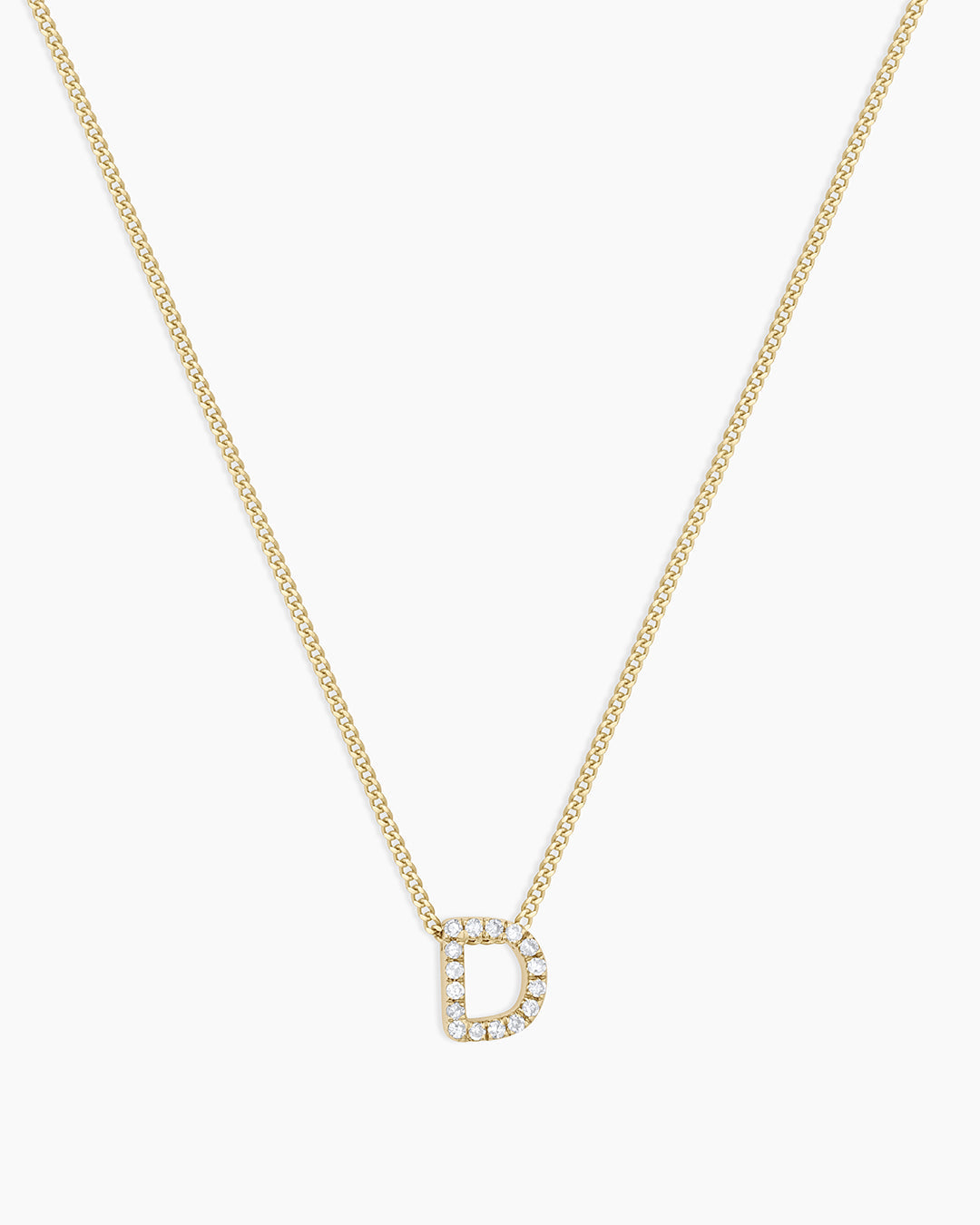 Diamond Alphabet Necklace || option::14k Solid Gold, D