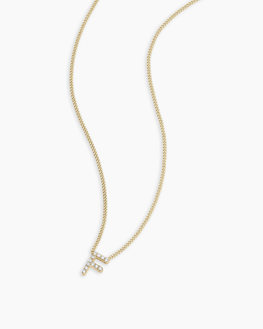 Diamond Alphabet Necklace || option::14k Solid Gold, F