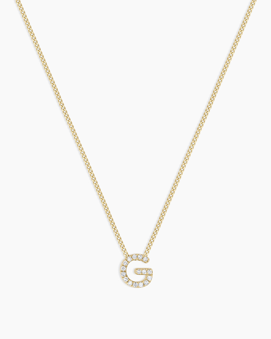 Diamond Alphabet Necklace || option::14k Solid Gold, G