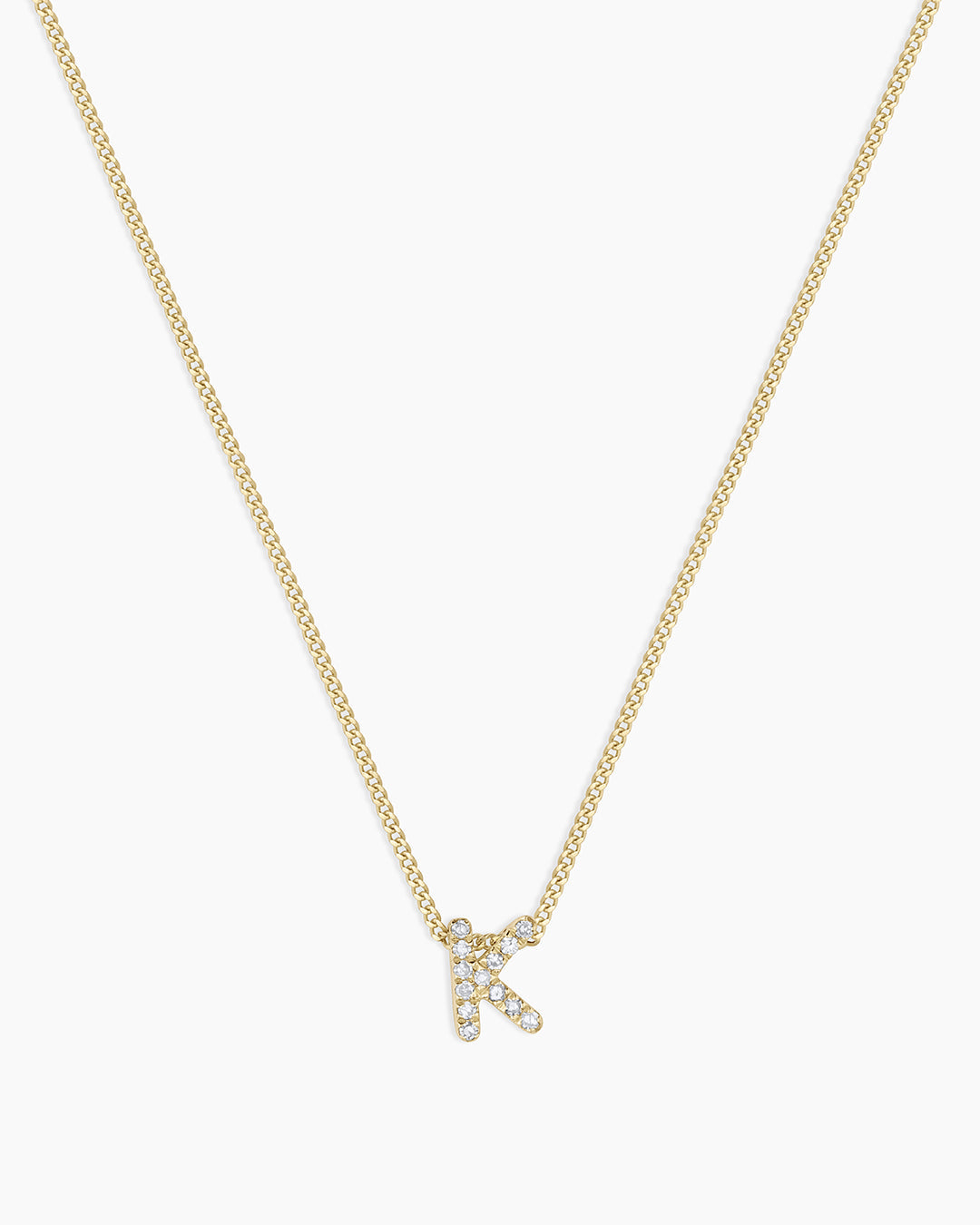 Diamond Alphabet Necklace || option::14k Solid Gold, K