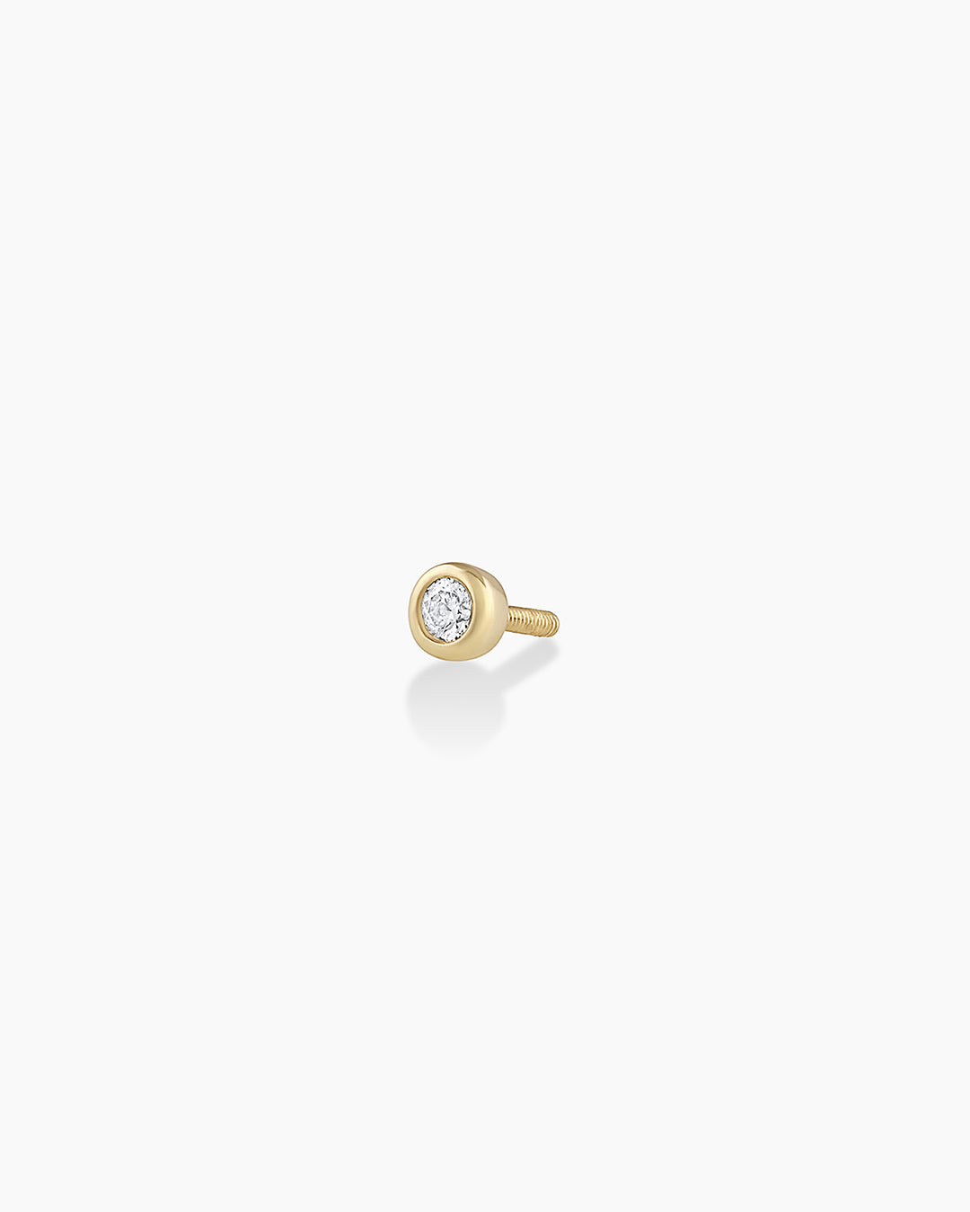 Classic Diamond Threaded Flatback Studs || option::14k Solid Gold, Single