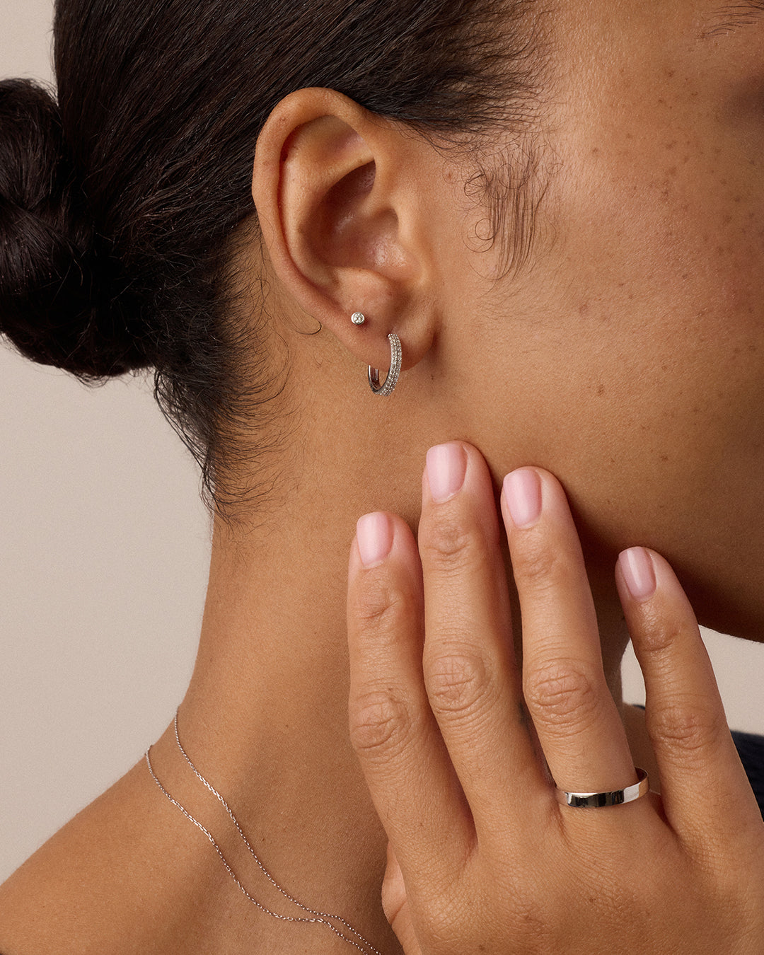 Classic Diamond Flat Back Studs || option::14k Solid White Gold