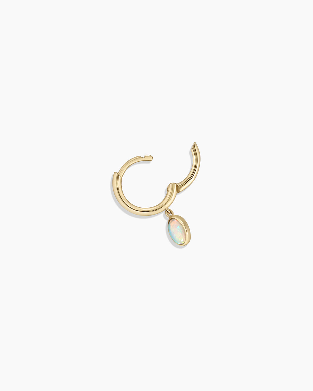 Opal Oval Charm Huggie || option::14k Solid Gold