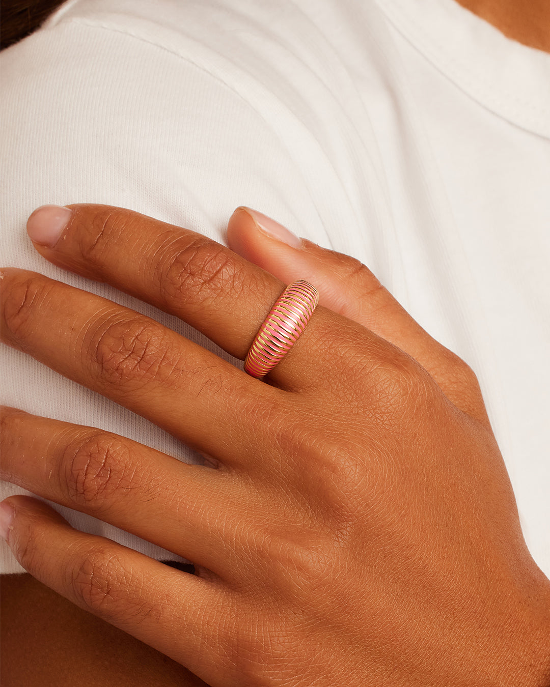 Catalina Enamel Ring (Pink) || option::Gold Plated, Pink