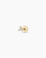 14K Diamond Bali Flat Back Single Stud
