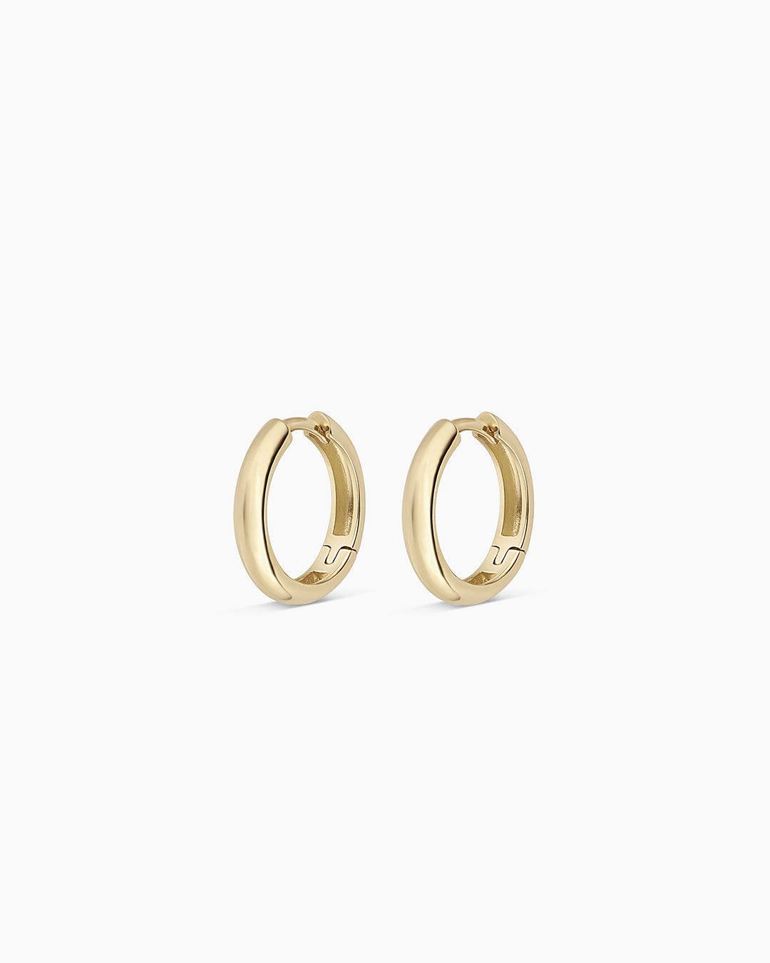 14k Gold Lou Helium Huggies || option::14k Solid Gold, 13mm