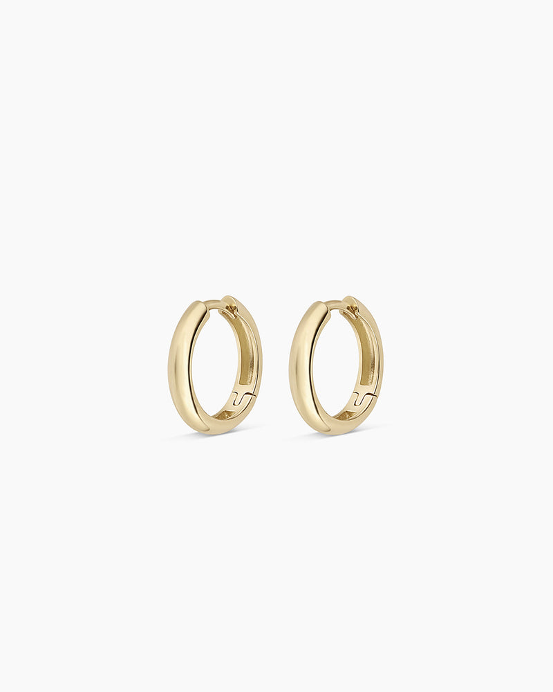 14K Gold Lou Helium Huggies || option::14K Solid Gold, 13mm