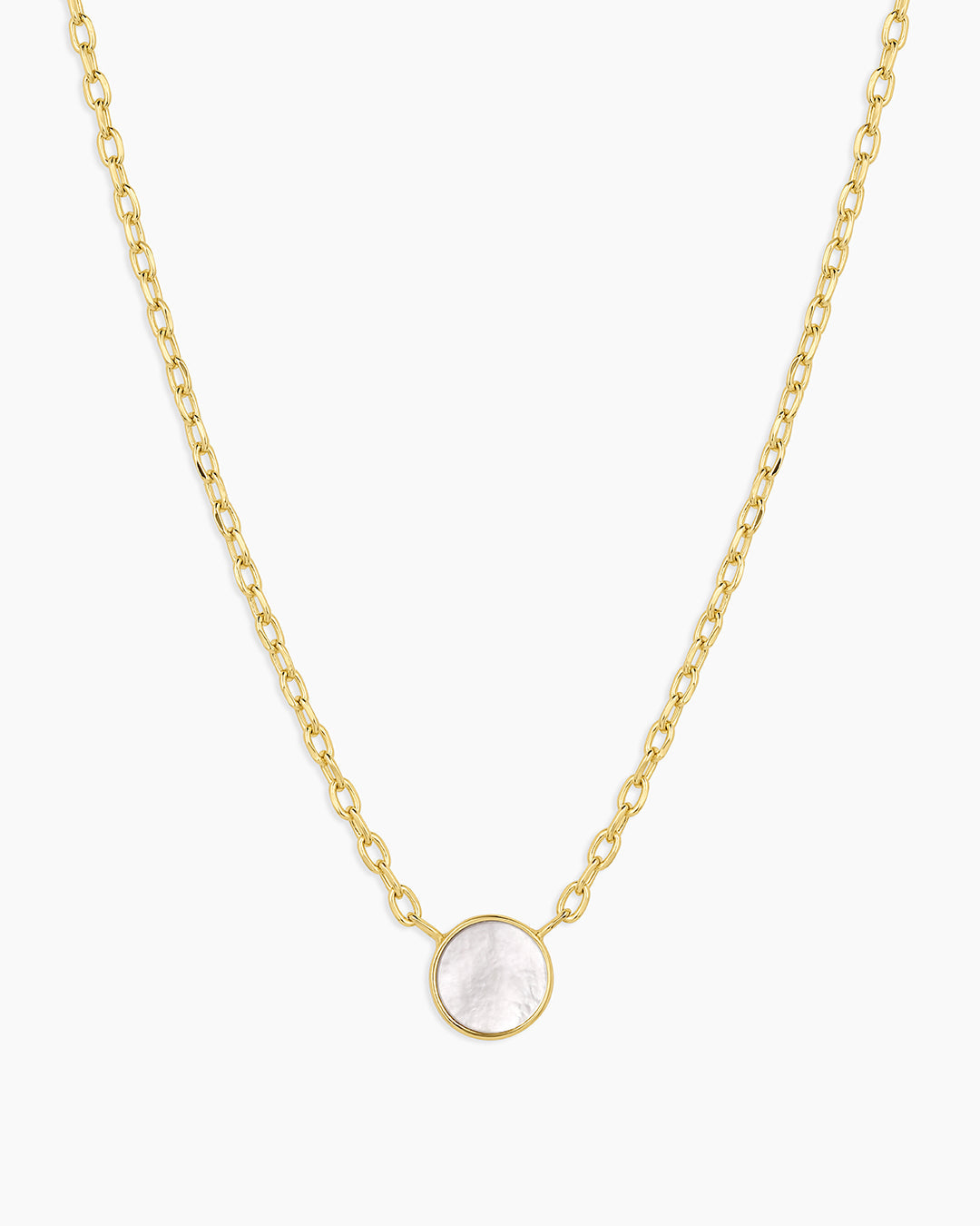 Rose Marble Coin Necklace || option::18k Gold Plated, Mother of Pearl