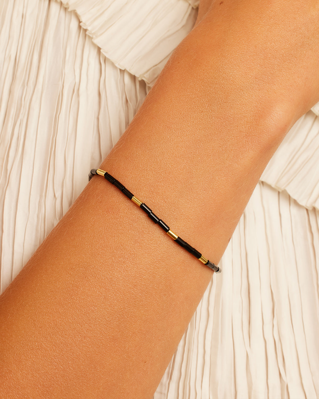 Power Gemstone Tatum Bracelet || option::18k Gold Plated, Black Onyx