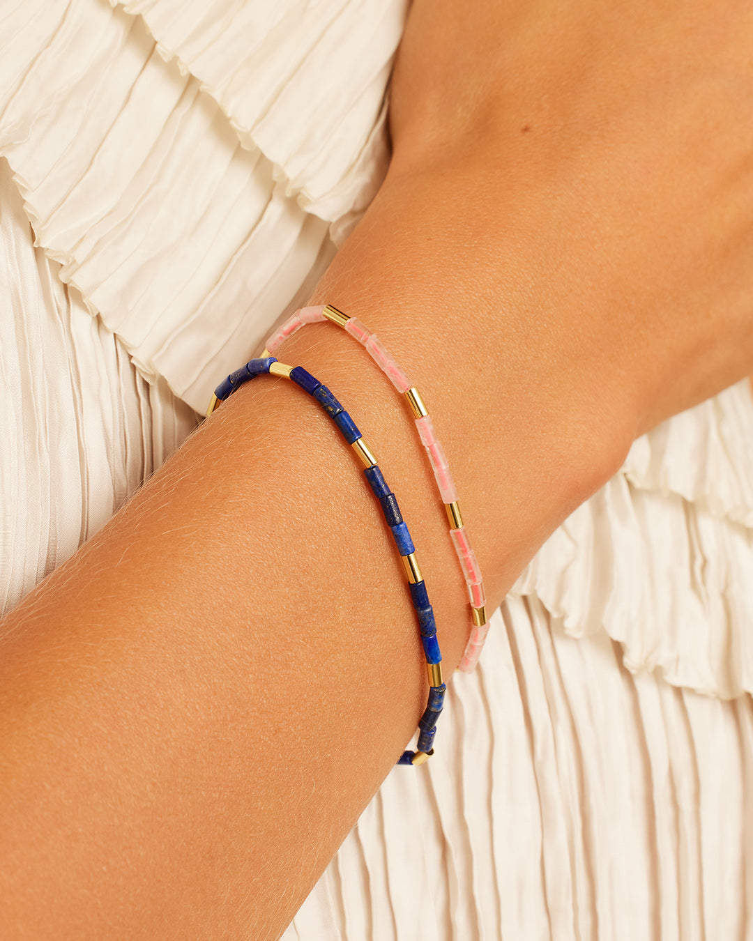 Power Gemstone Tatum Bracelet || option::18k Gold Plated, Lapis