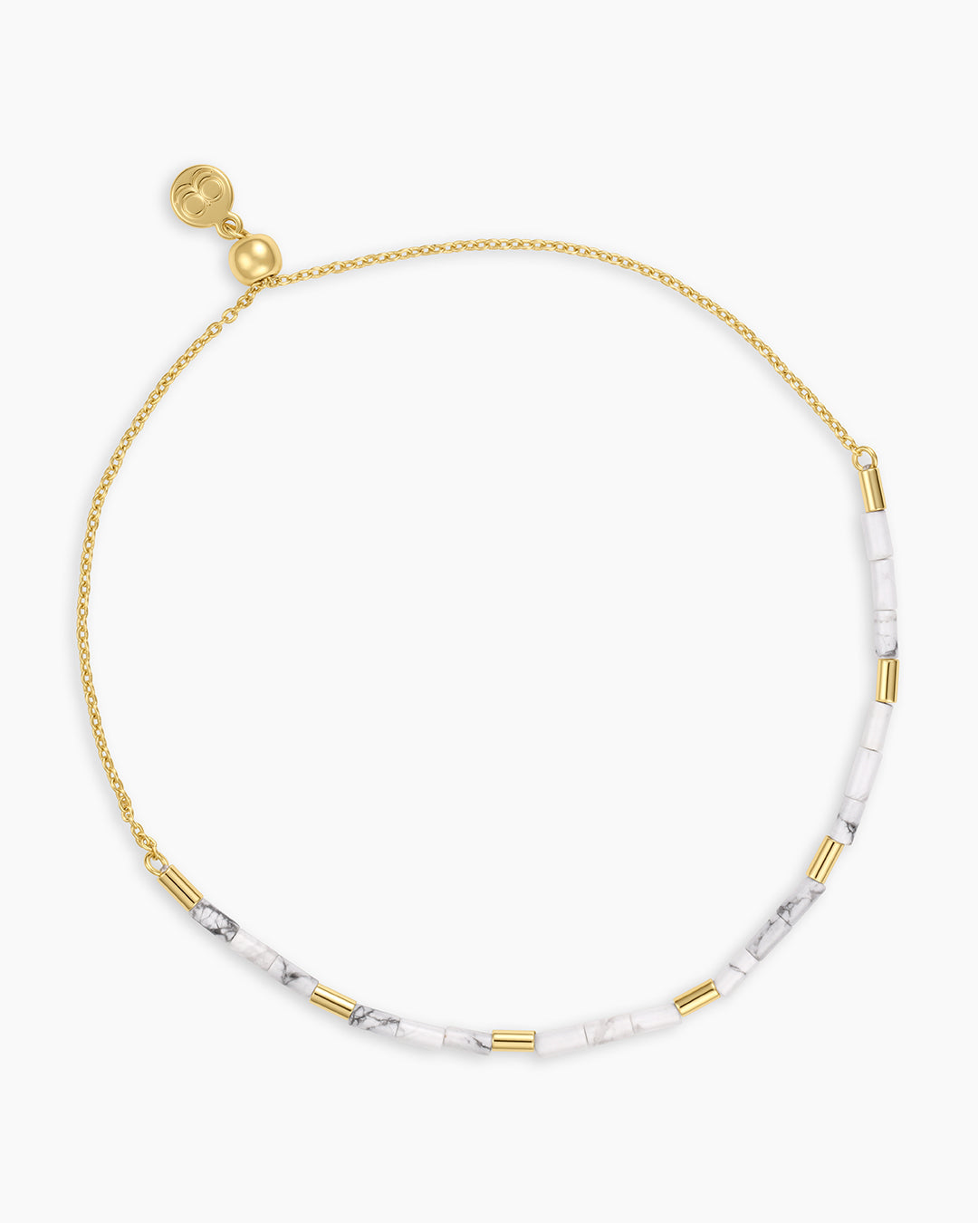 Power Gemstone Tatum Bracelet || option::18k Gold Plated, Howlite