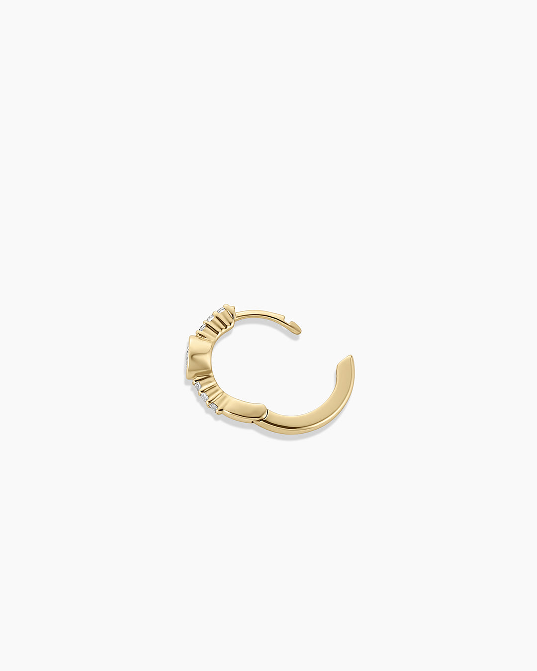 Lab Grown Diamond Circle Charm Huggies || option::14k Solid Gold, Single