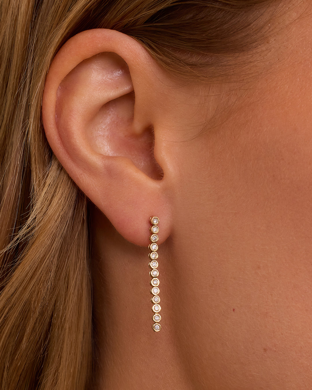 Lab Grown Diamond Classic Tennis Drop Earrings || option::14k Solid Gold