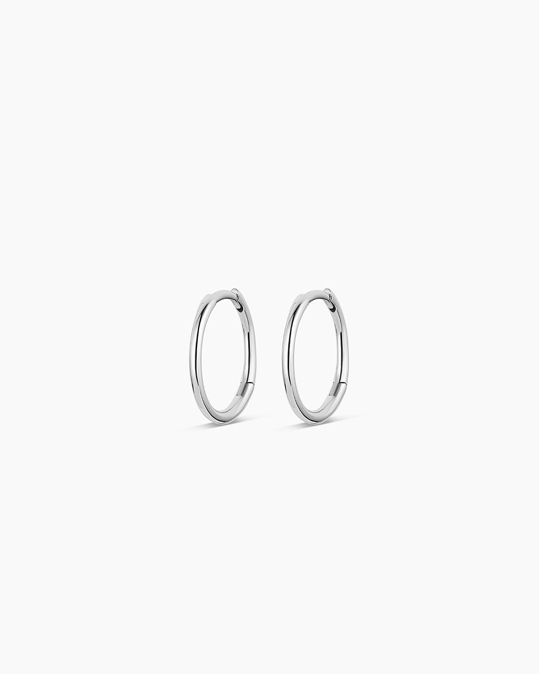 14k White Gold Classic 13 mm Huggies || option::14k Solid White Gold, 13mm