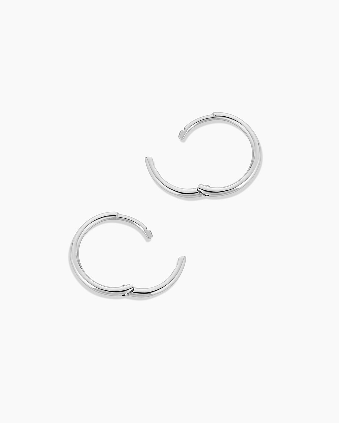 14k White Gold Classic 13 mm Huggies || option::14k Solid White Gold, 13mm