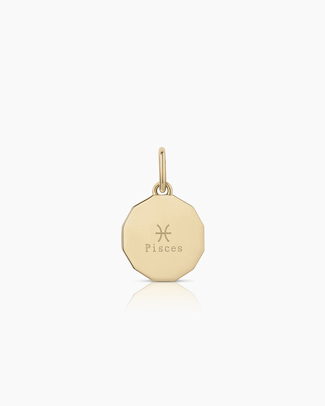 Diamond Zodiac Coin Charm || option::14k Solid Gold, Pisces