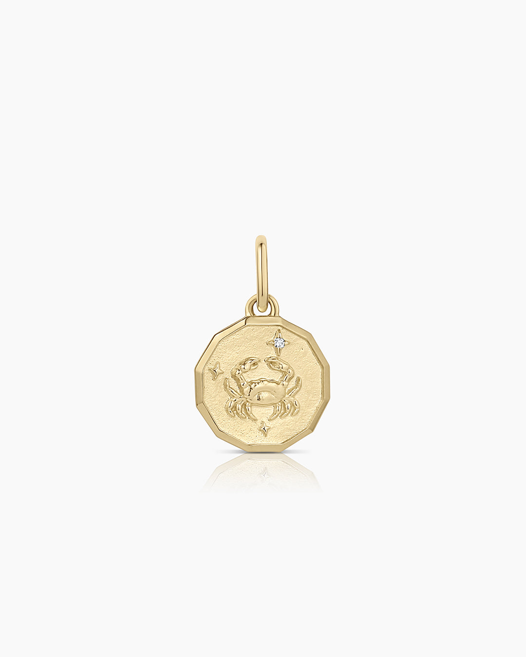 Diamond Zodiac Coin Charm || option::14k Solid Gold, Cancer