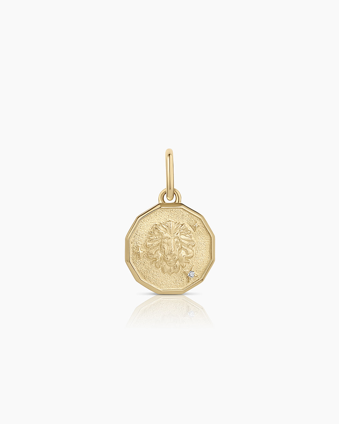 Diamond Zodiac Coin Charm || option::14k Solid Gold, Leo