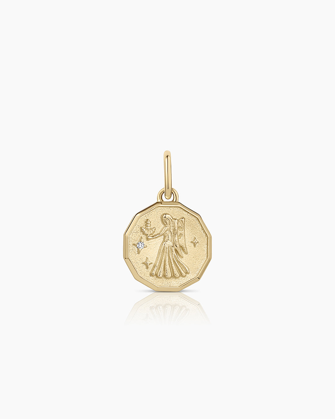 Diamond Zodiac Coin Charm || option::14k Solid Gold, Virgo