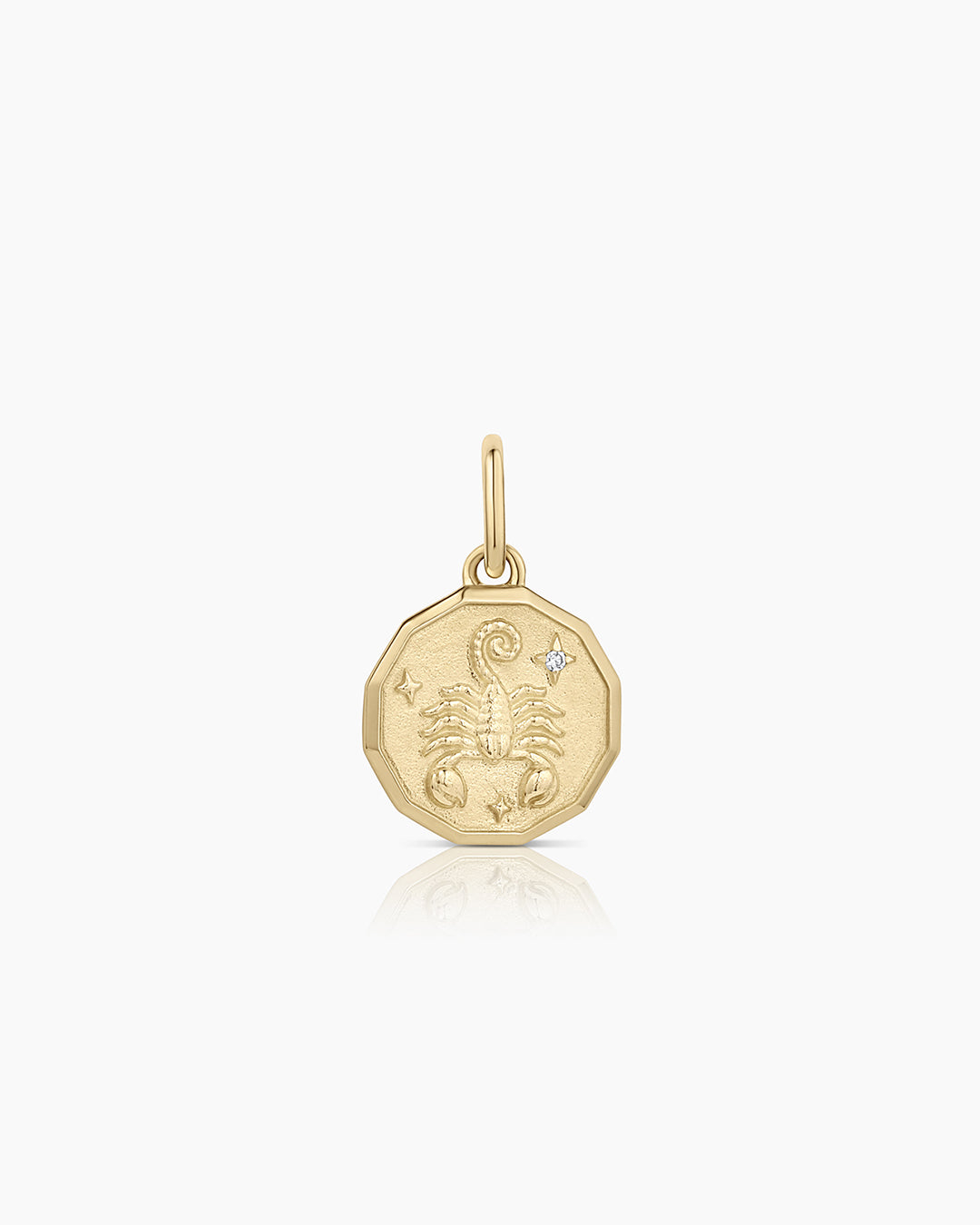 Diamond Zodiac Coin Charm || option::14k Solid Gold, Scorpio