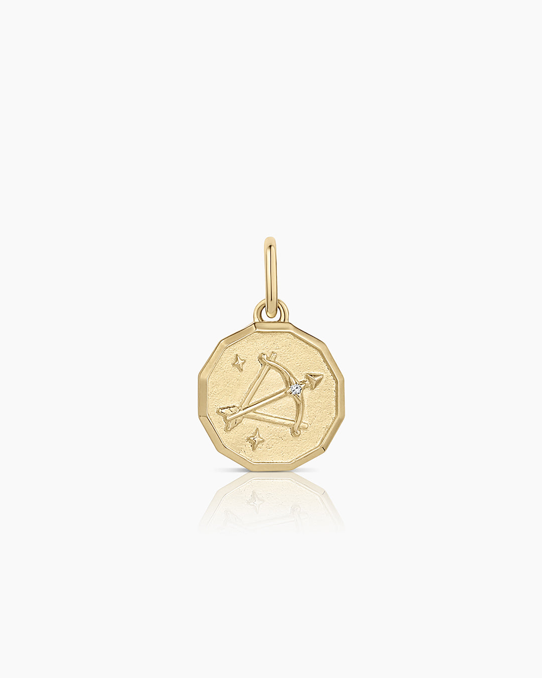 Diamond Zodiac Coin Charm || option::14k Solid Gold, Sagittarius