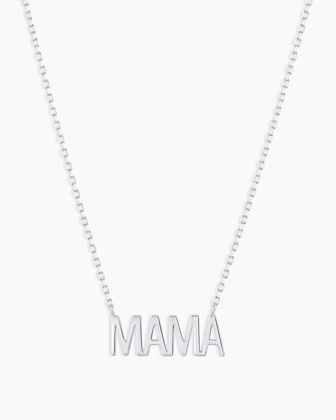 14k White Gold Mama Necklace || option::14k Solid White Gold