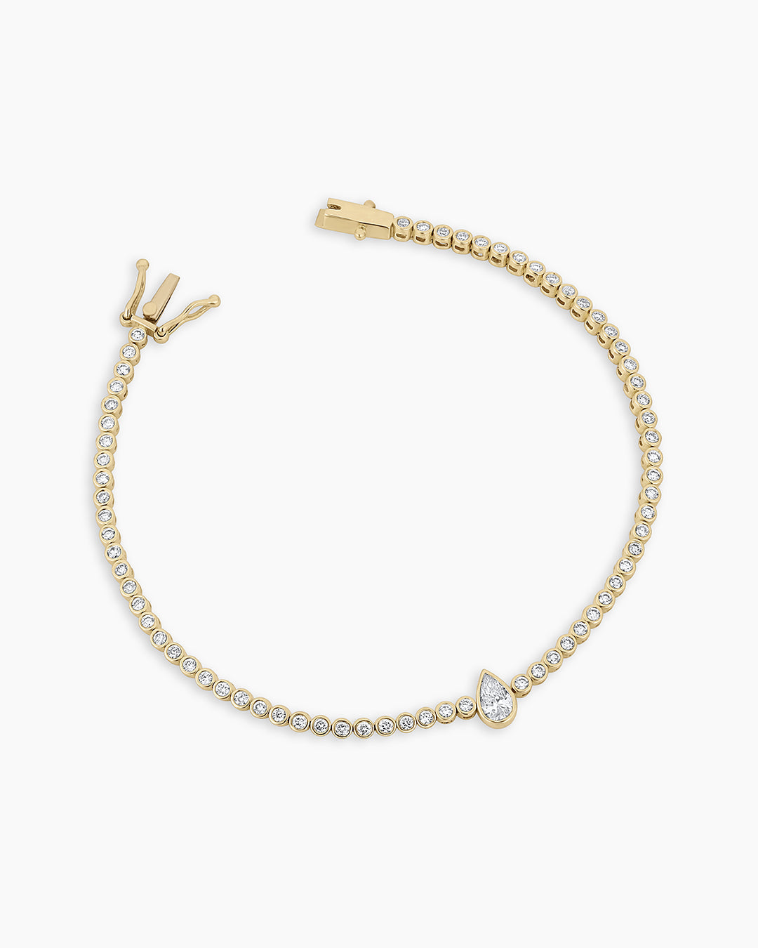 Lab Grown Diamond Pear Charm Tennis Bracelet || option::14k Solid Gold, 6.5 in.