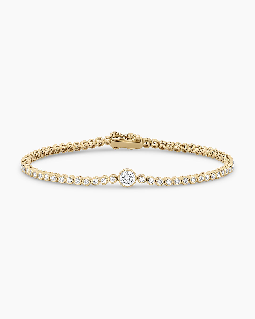 Lab Grown Diamond Circle Charm Tennis Bracelet || option::14k Solid Gold, 6 in.