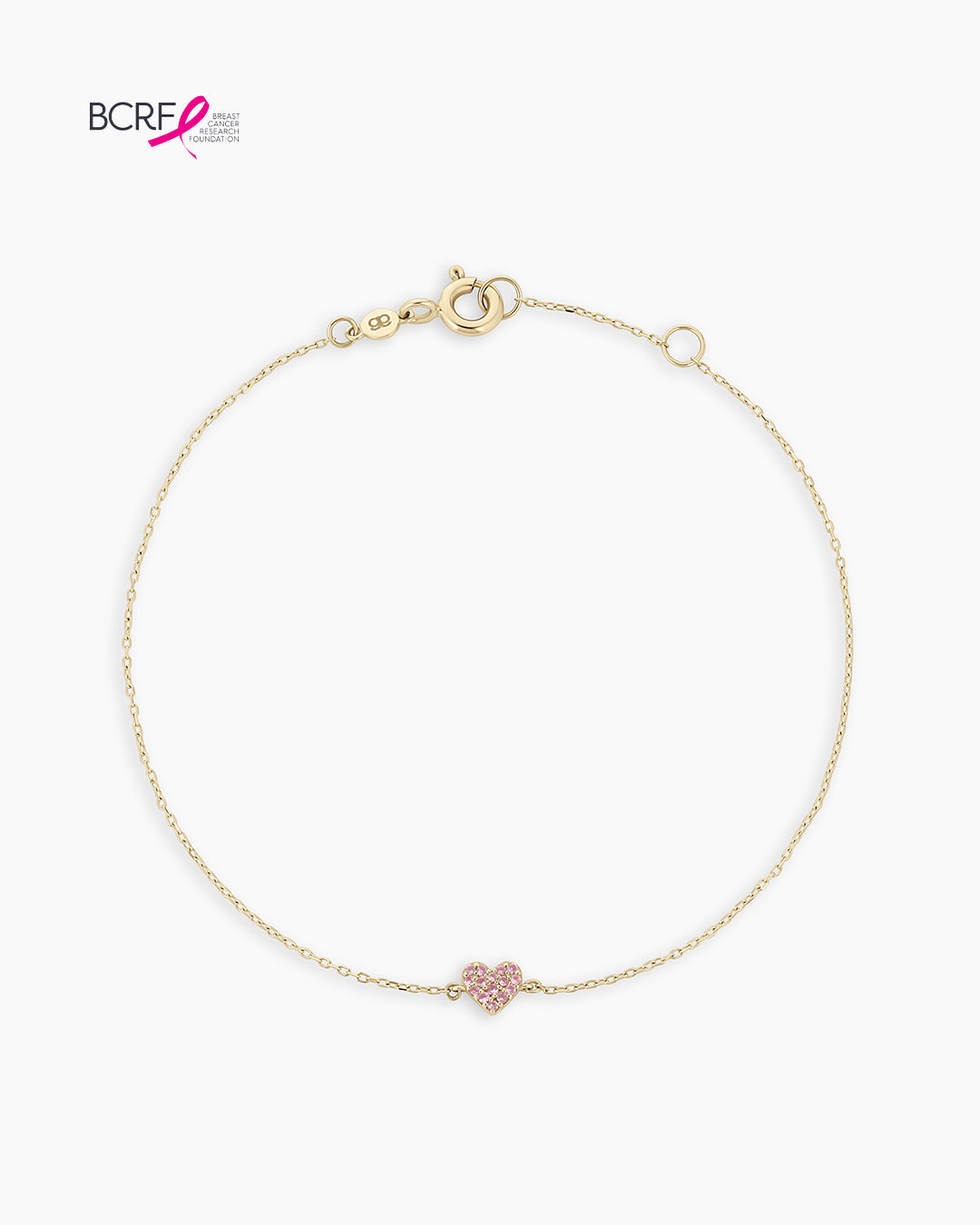 Pink Sapphire Pavé Heart Bracelet || option::14k Solid Gold