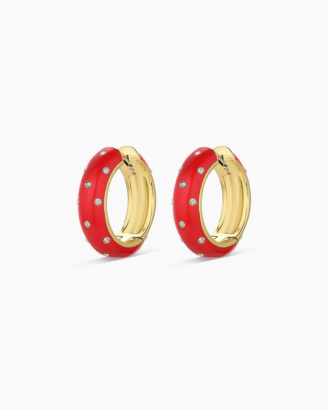 Noel Enamel Shimmer Hoops || option::18k Gold Plated, Red